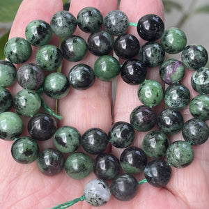 Ruby Zoisite 8mm round natural gemstone beads 15" strand - Oz Beads 