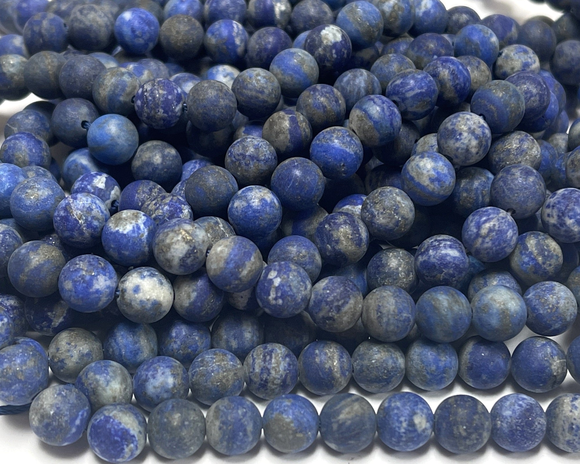 Lapis Lazuli matte 8mm round natural gemstone beads 15" strand