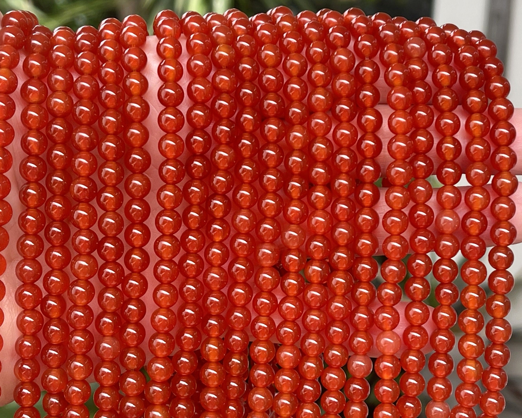 Orange Red Carnelian Agate 6mm round gemstone beads 15" strand