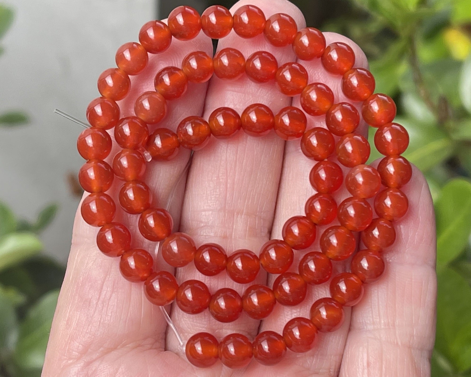 Orange Red Carnelian Agate 6mm round gemstone beads 15" strand