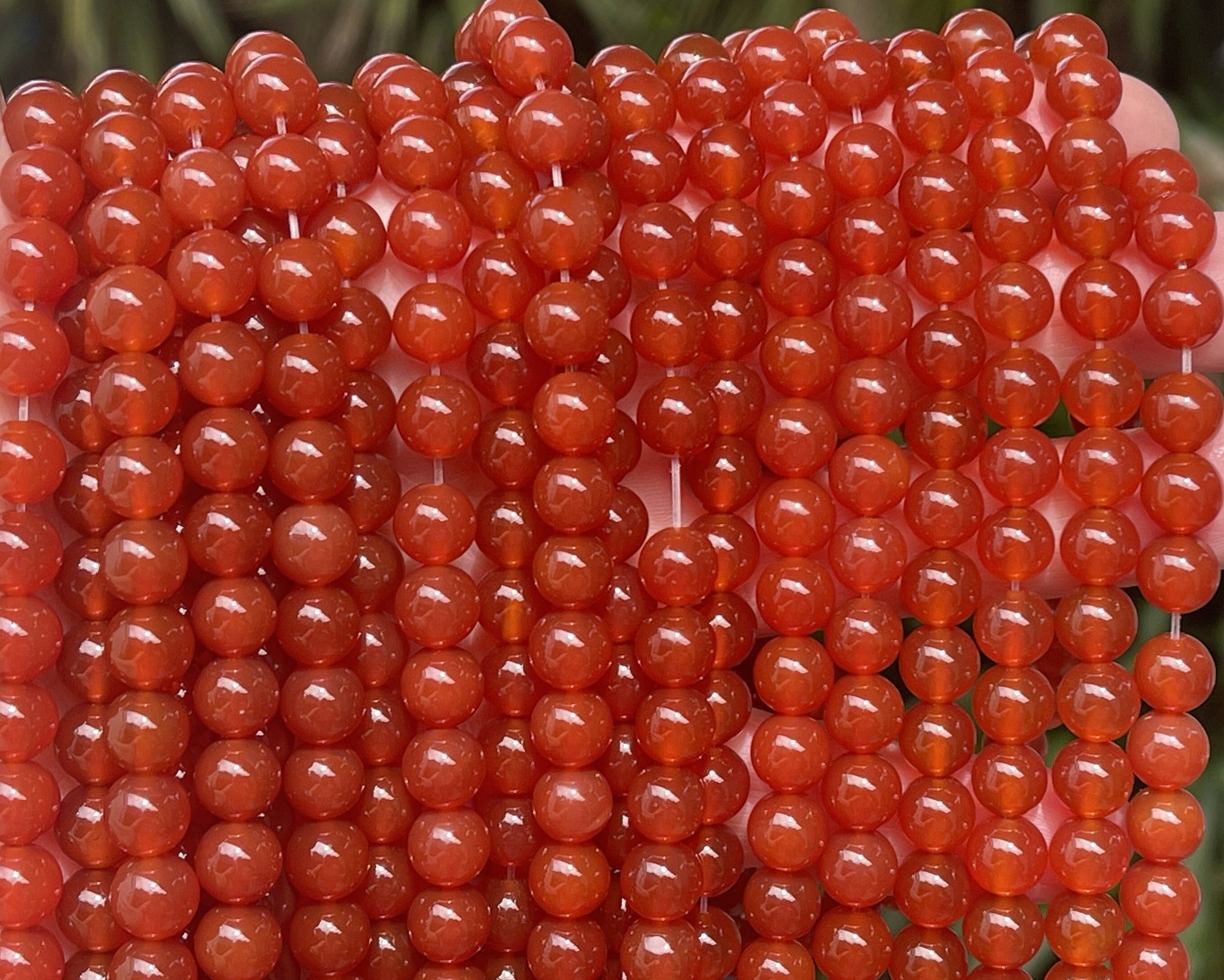 Orange Red Carnelian Agate 8mm round gemstone beads 15" strand