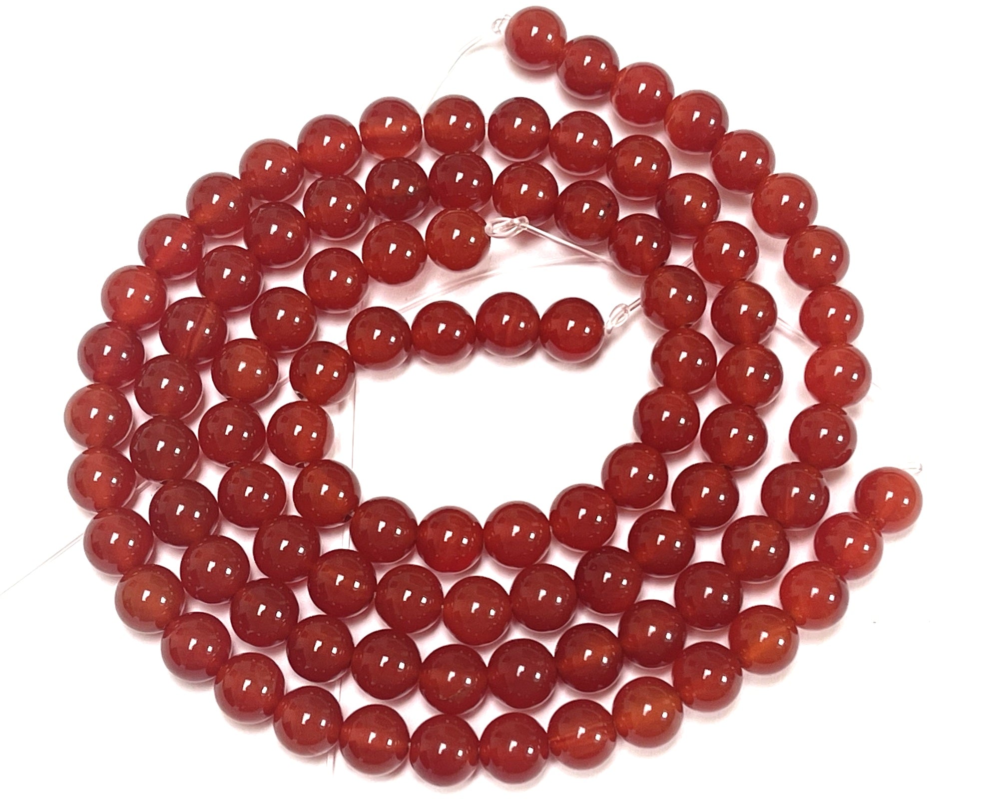 Orange Red Carnelian Agate 8mm round gemstone beads 15" strand