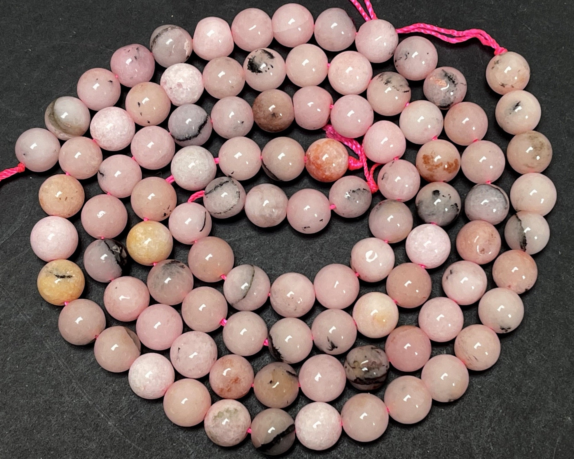 Pink Cherry Blossom Jasper 8mm round beads 15" strand - Oz Beads 