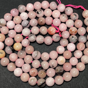 Pink Cherry Blossom Jasper 8mm round beads 15" strand - Oz Beads 