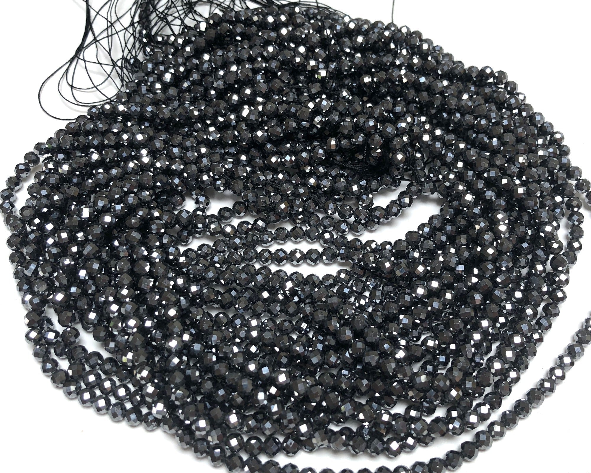 Terahertz 3mm 4mm faceted genuine Terahertz energy stone beads 15.5" strand