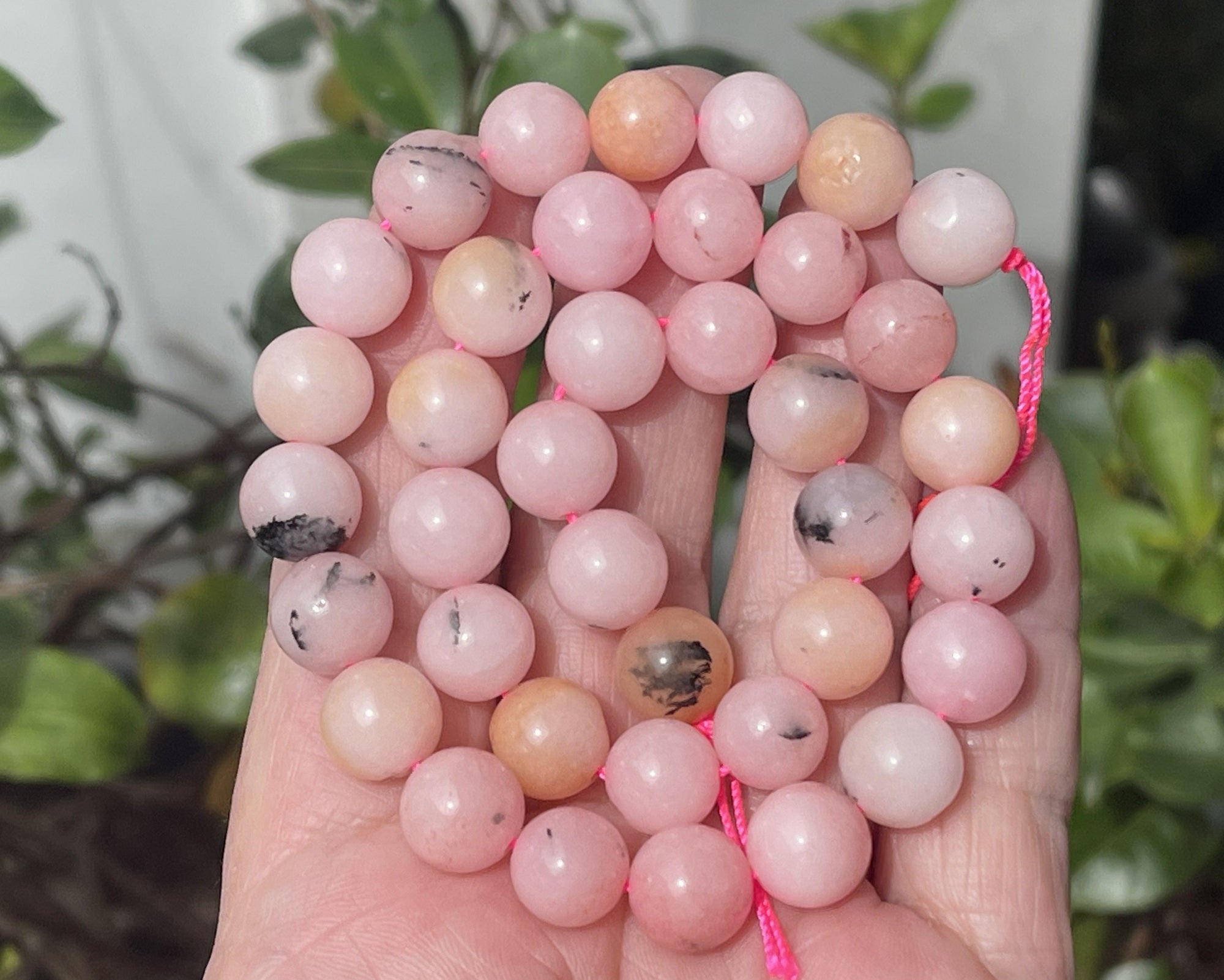 Pink Cherry Blossom Jasper 10mm round beads 15" strand