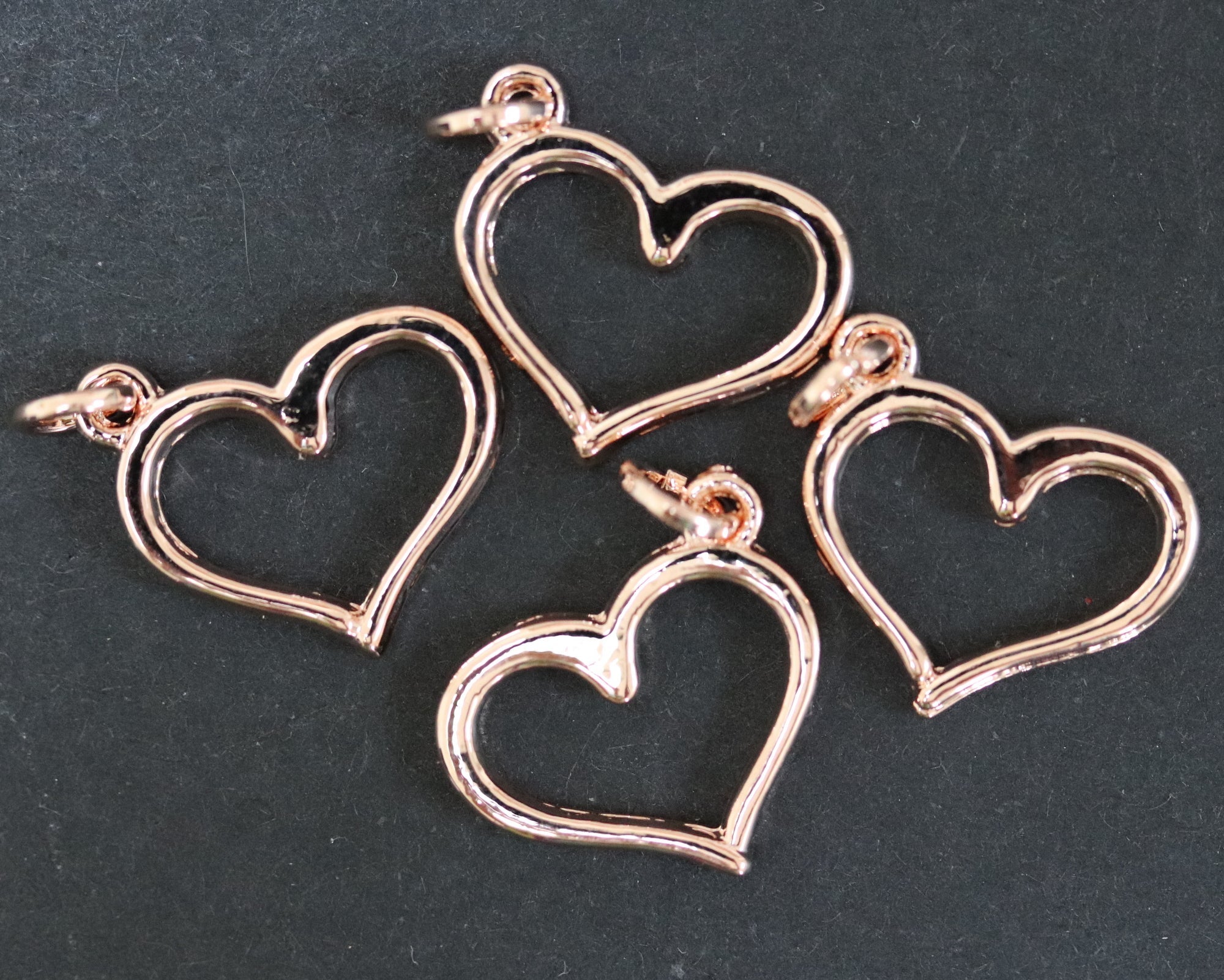 Heart charm 13x16mm 14K Rose Gold plated metal alloy pendant charm