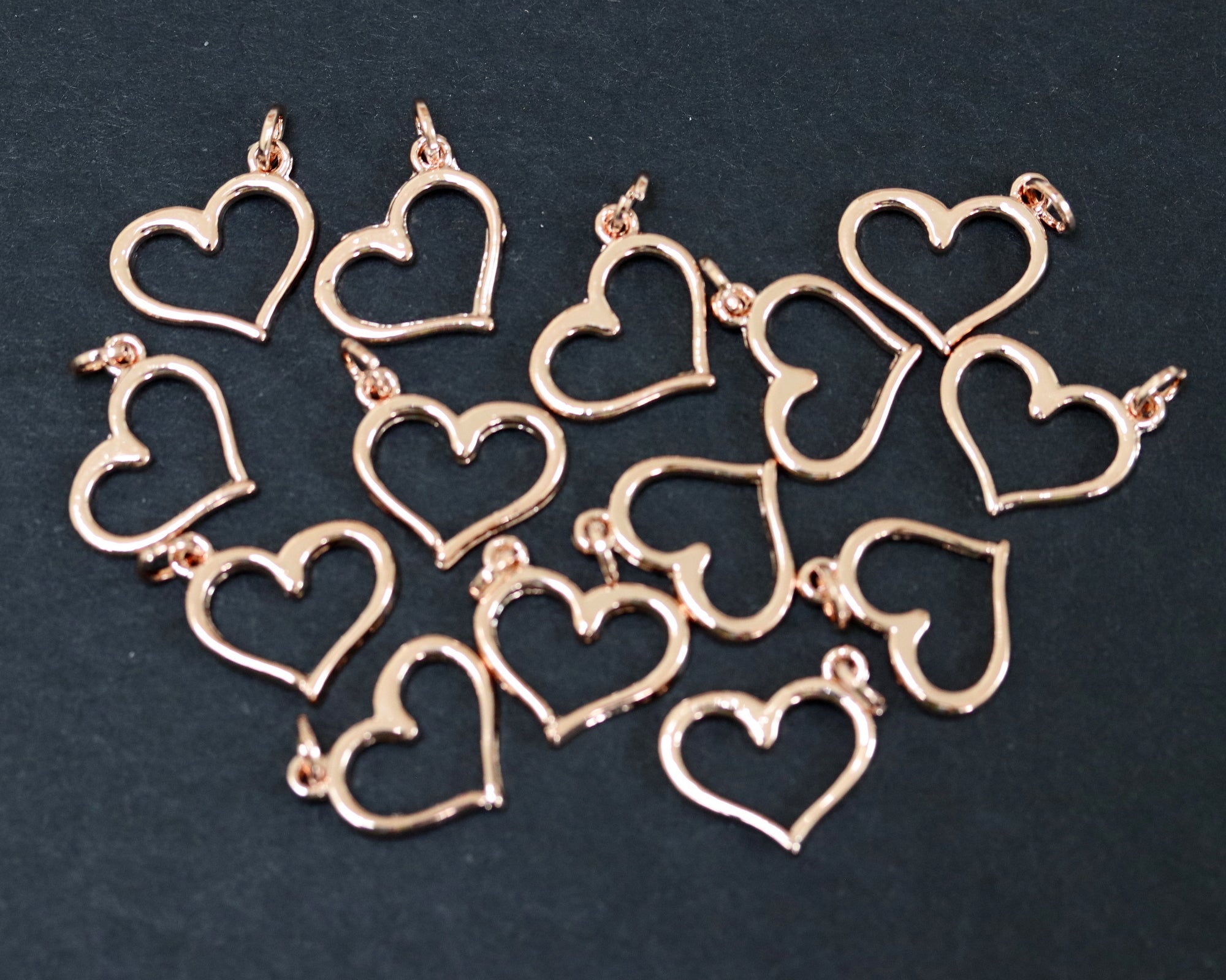 Heart charm 13x16mm 14K Rose Gold plated metal alloy pendant charm