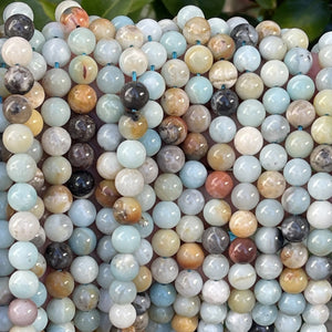 Amazonite multicolor 8mm round natural gemstone beads 15.5" strand - Oz Beads 