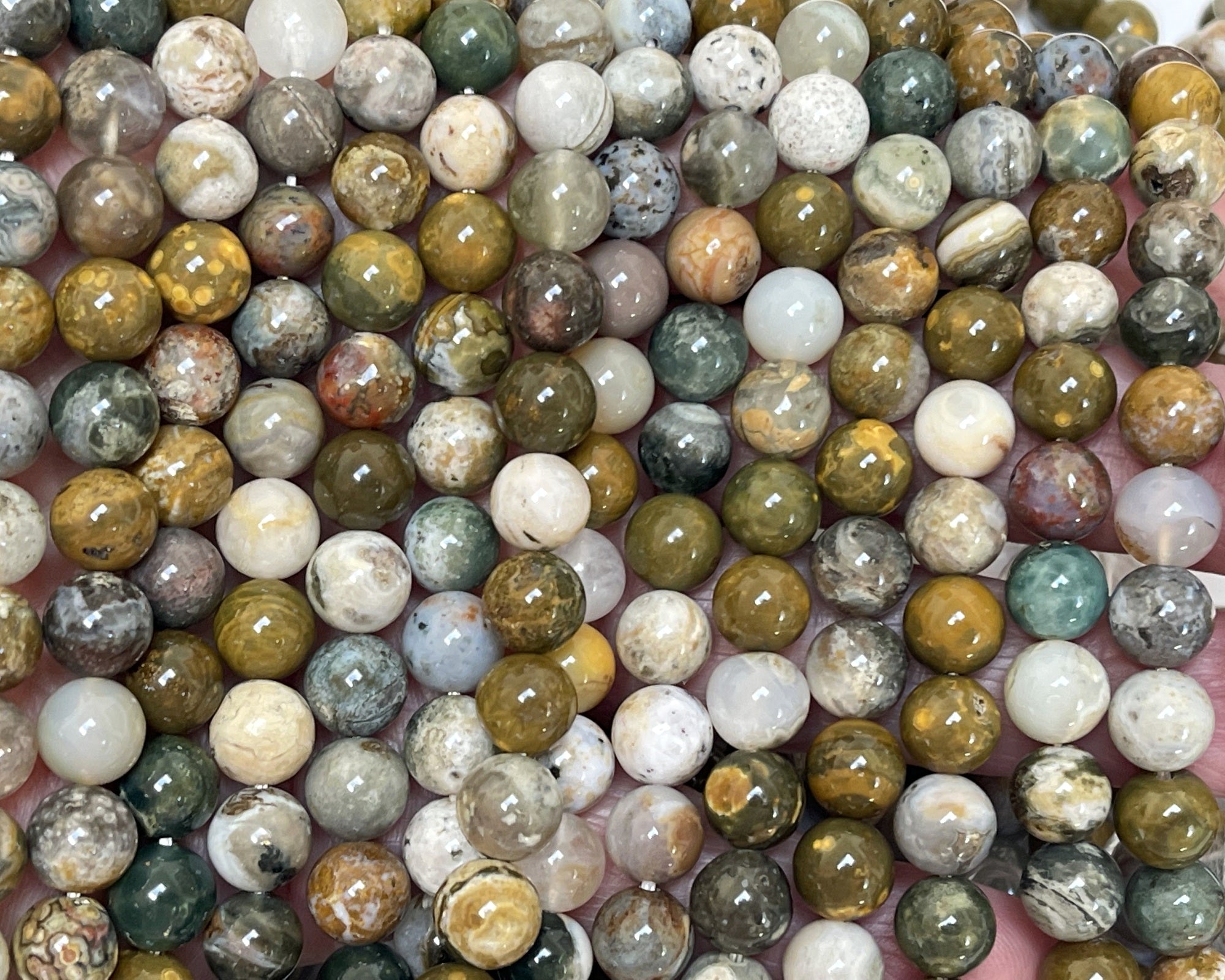 Madagascar Ocean Jasper 8mm round natural gemstone beads 15.5" strand - Oz Beads 