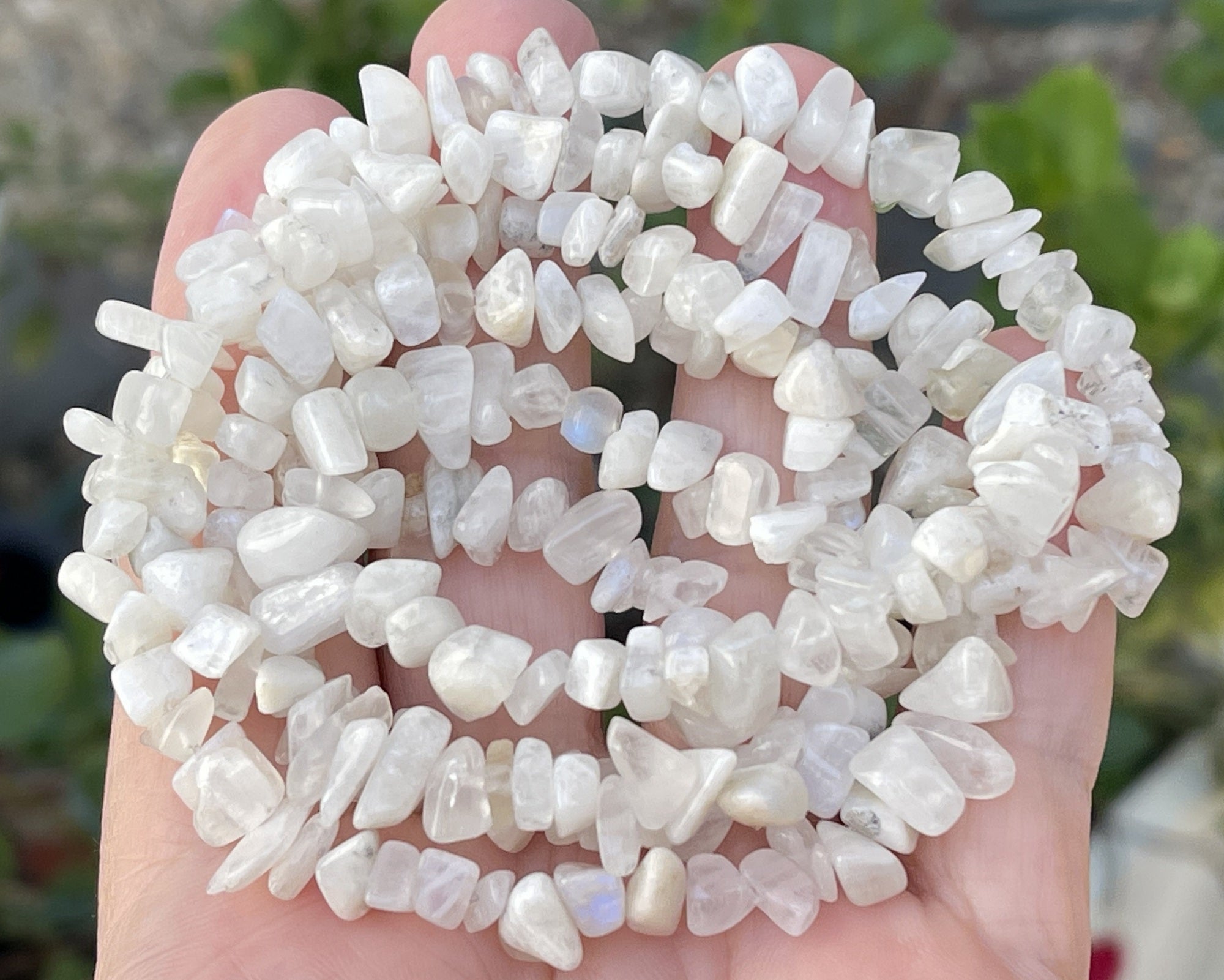 White Moonstone 6-9mm chip beads natural tumbled gemstone chips 30" strand