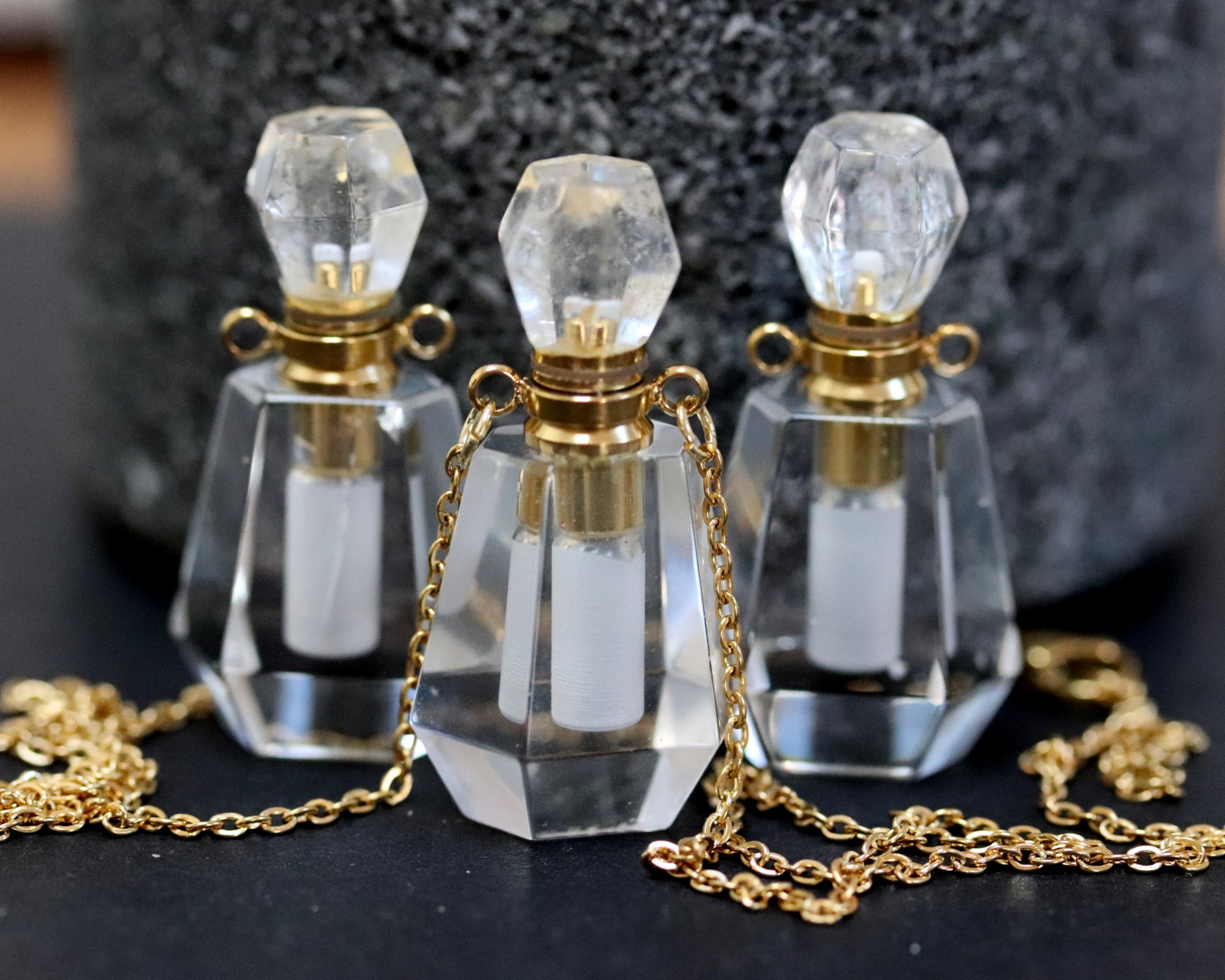 Crystal bottle pendant, perfume or essential oil natural crystal bottle necklace.