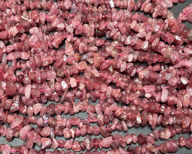 Pink Tourmaline 6-8mm chip beads natural gemstone chips 16" strand - Oz Beads 