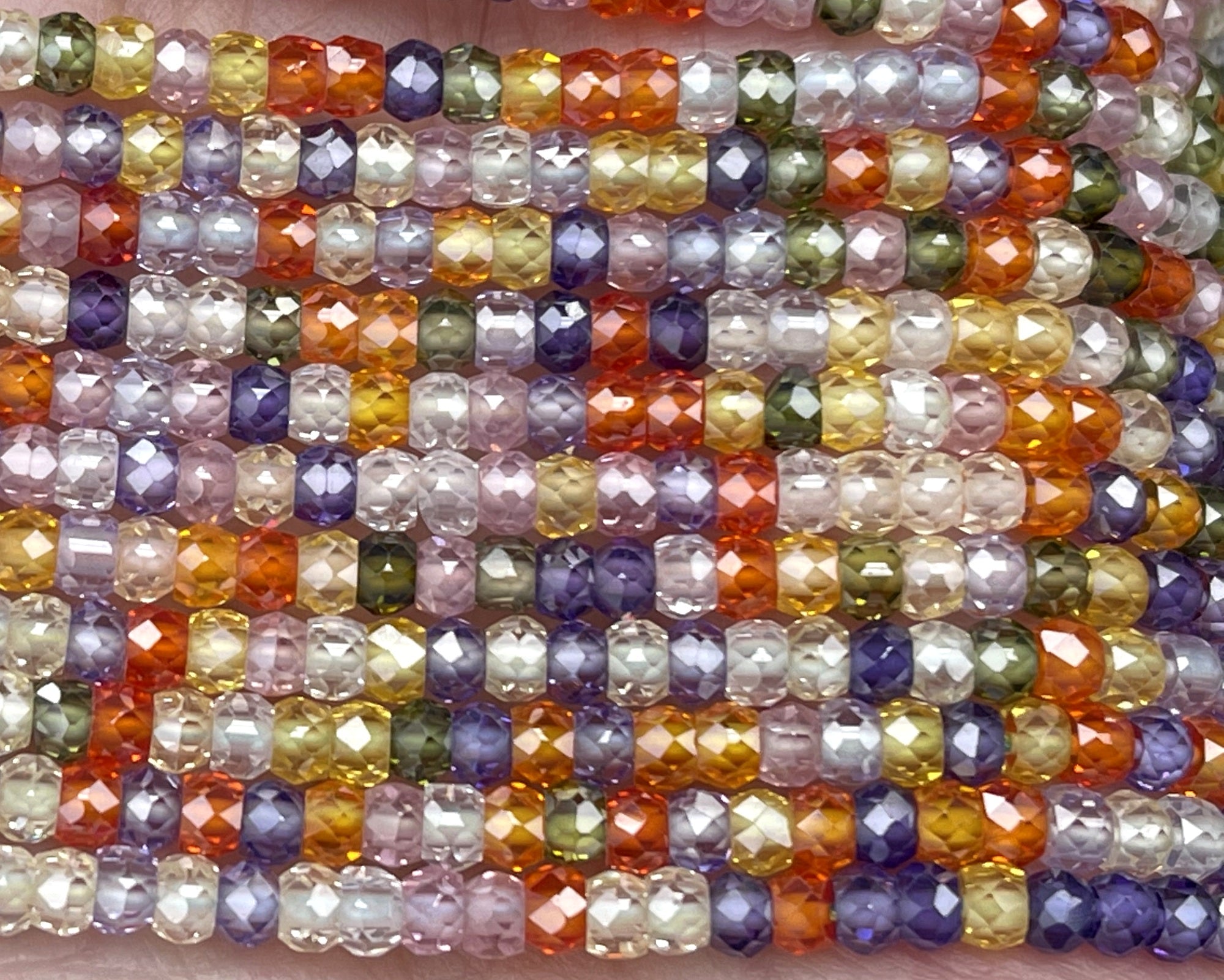 Zircon 3x2mm rondelle beads mix color micro faceted sparkling CZ spacers 15" strand