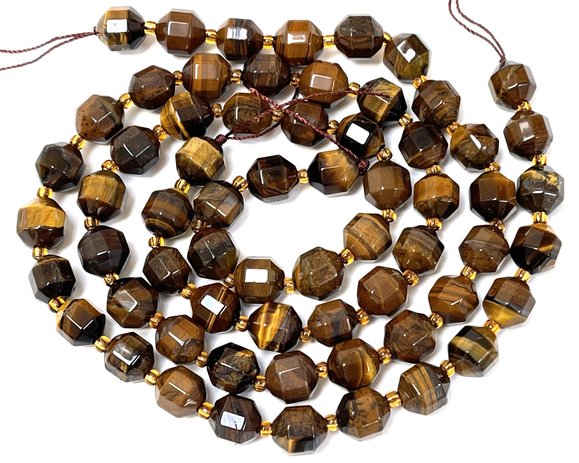 Yellow Tiger Eye faceted 9x10mm energy prism beads 15" strand