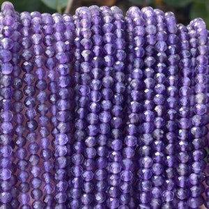 Amethyst 4mm faceted round natural gemstone beads 15.5" strand - Oz Beads 