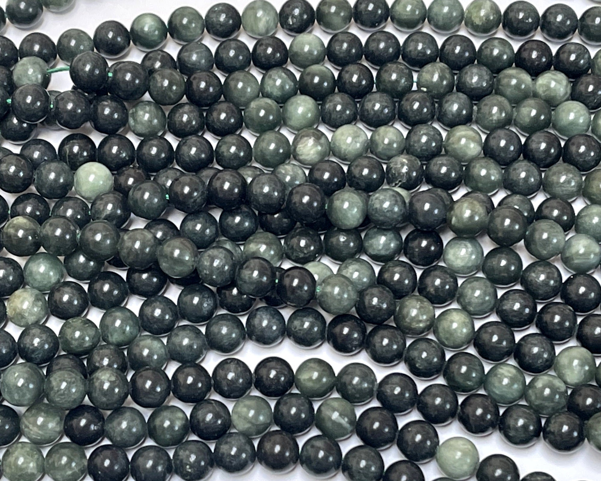 Seraphinite 8mm round natural gemstone beads 15.5" strand