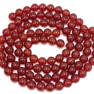 Red Carnelian Agate 8mm round gemstone beads 15" strand - Oz Beads 
