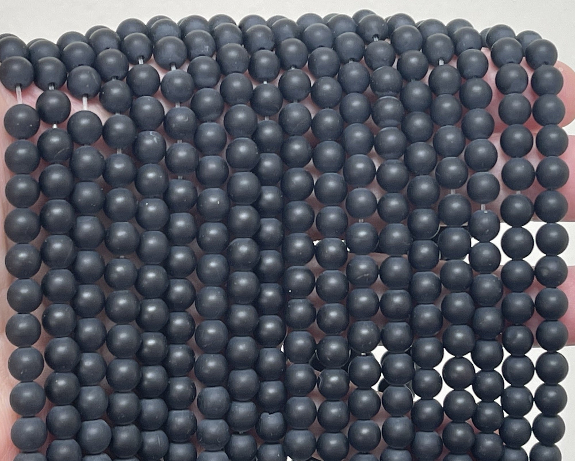 Black Onyx matte 6mm round gemstone beads 15" strand
