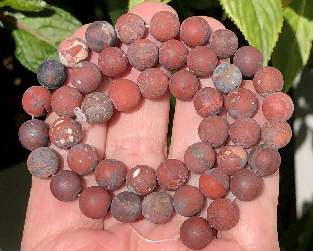 Fire Poppy Jasper matte 8mm round natural gemstone beads 15" strand