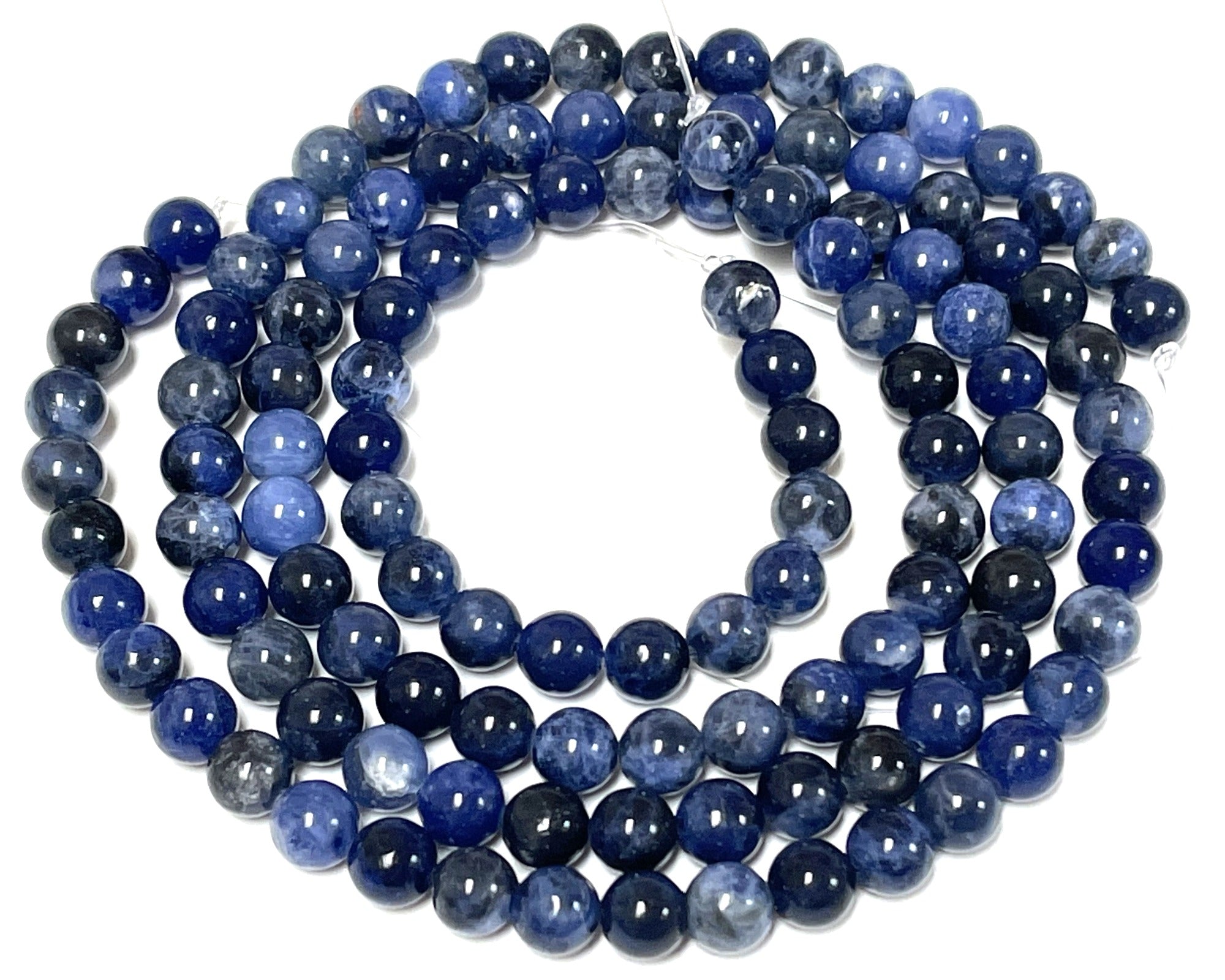 Blue Sodalite 6mm round polished natural gemstone beads 15" strand