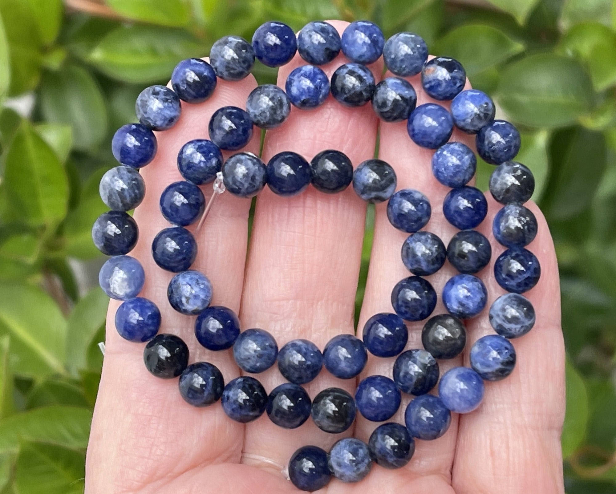 Blue Sodalite 6mm round polished natural gemstone beads 15" strand