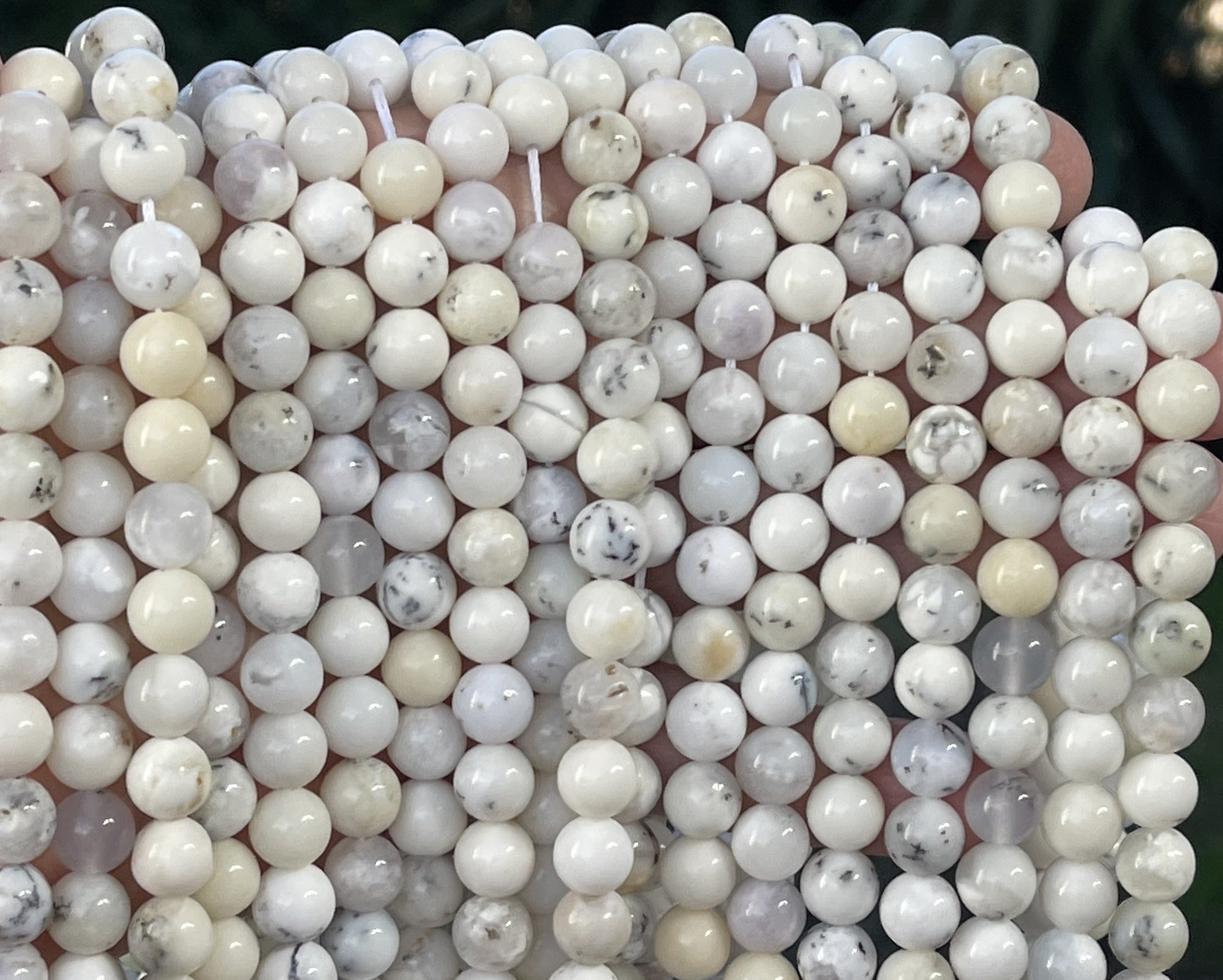White Opal 8mm round natural gemstone beads 15.5" strand