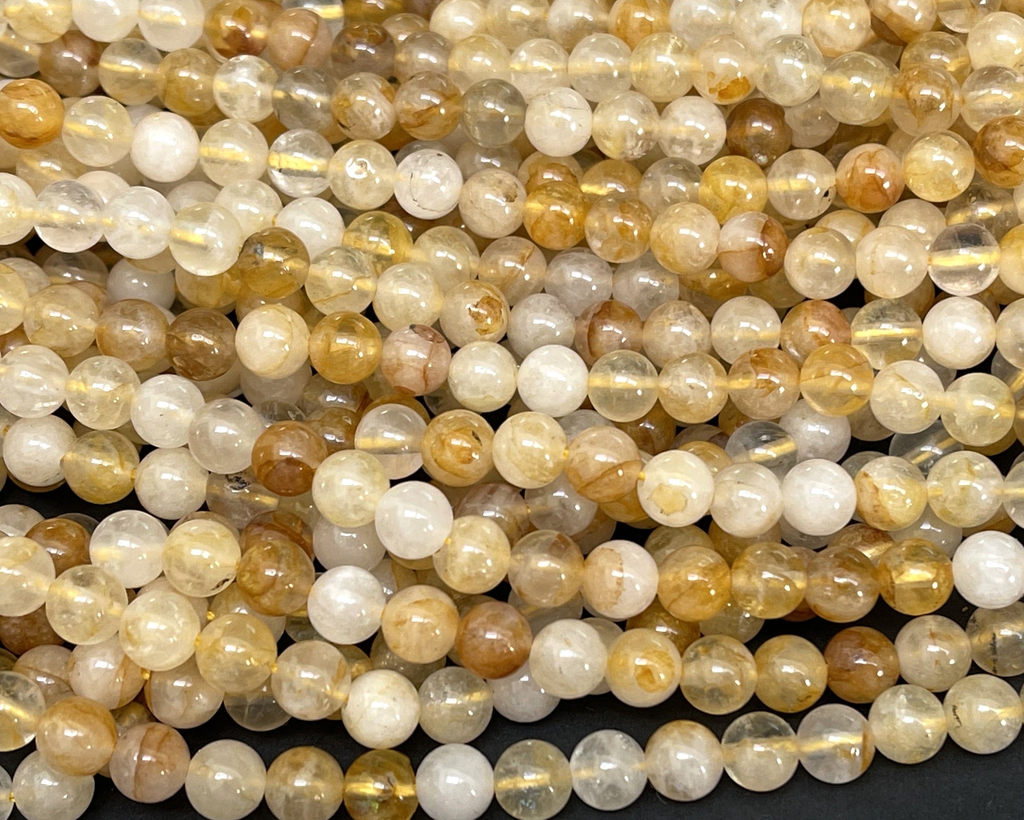Golden Healer Quartz 6mm round natural gemstone beads 15.5" strand