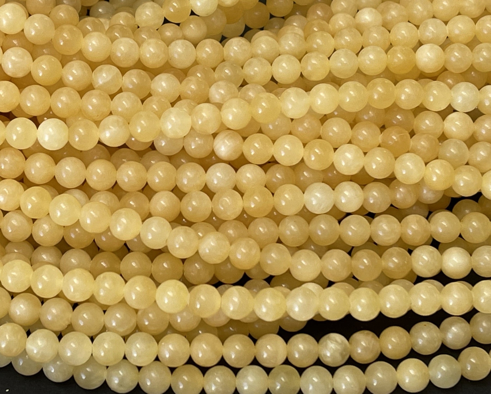 Yellow Jade 6mm round natural gemstone beads 15" strand
