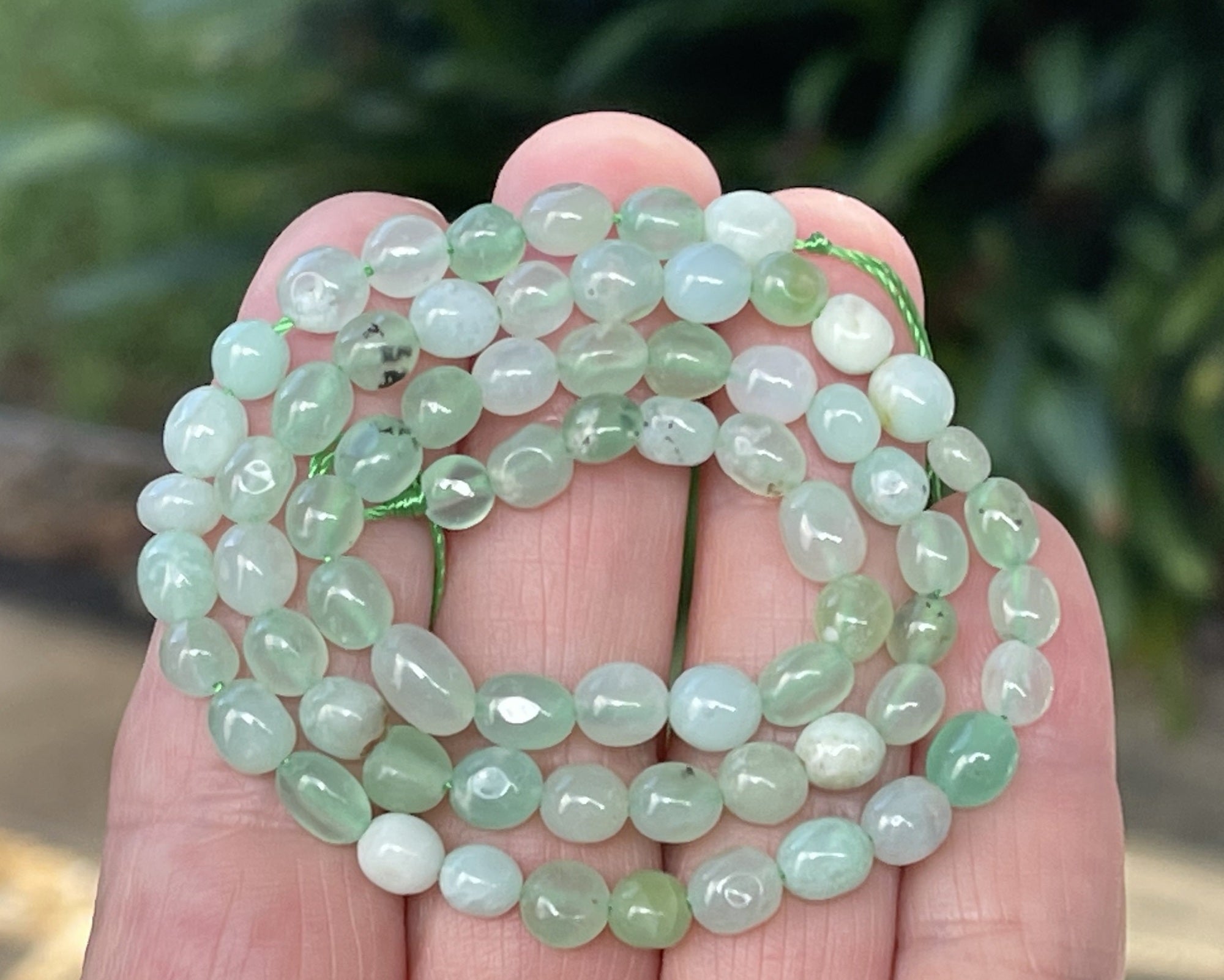 Chrysoprase 5-6mm tiny nuggets mint apple green natural gemstone beads 16" strand - Oz Beads 