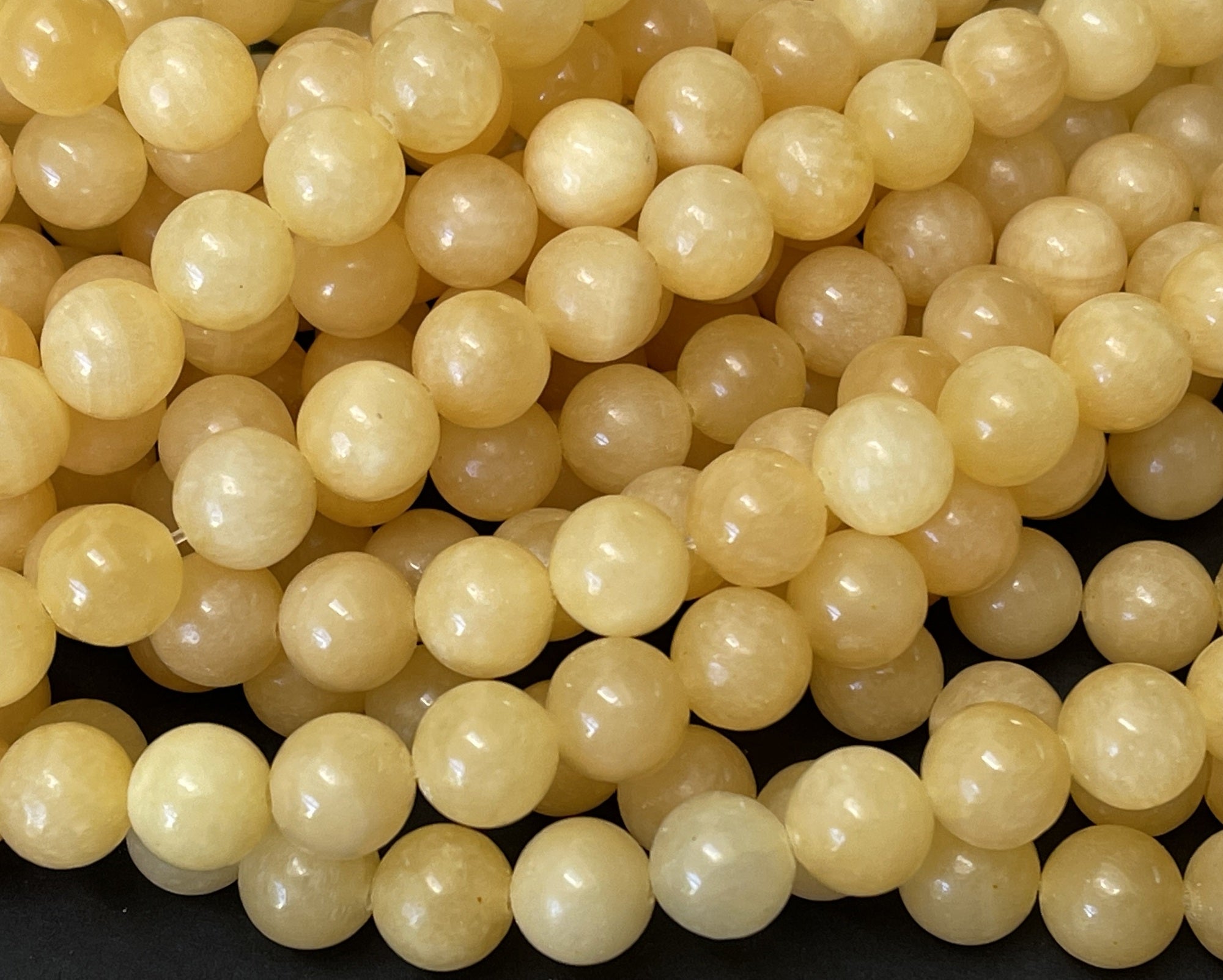 Yellow Jade 10mm round natural gemstone beads 15" strand