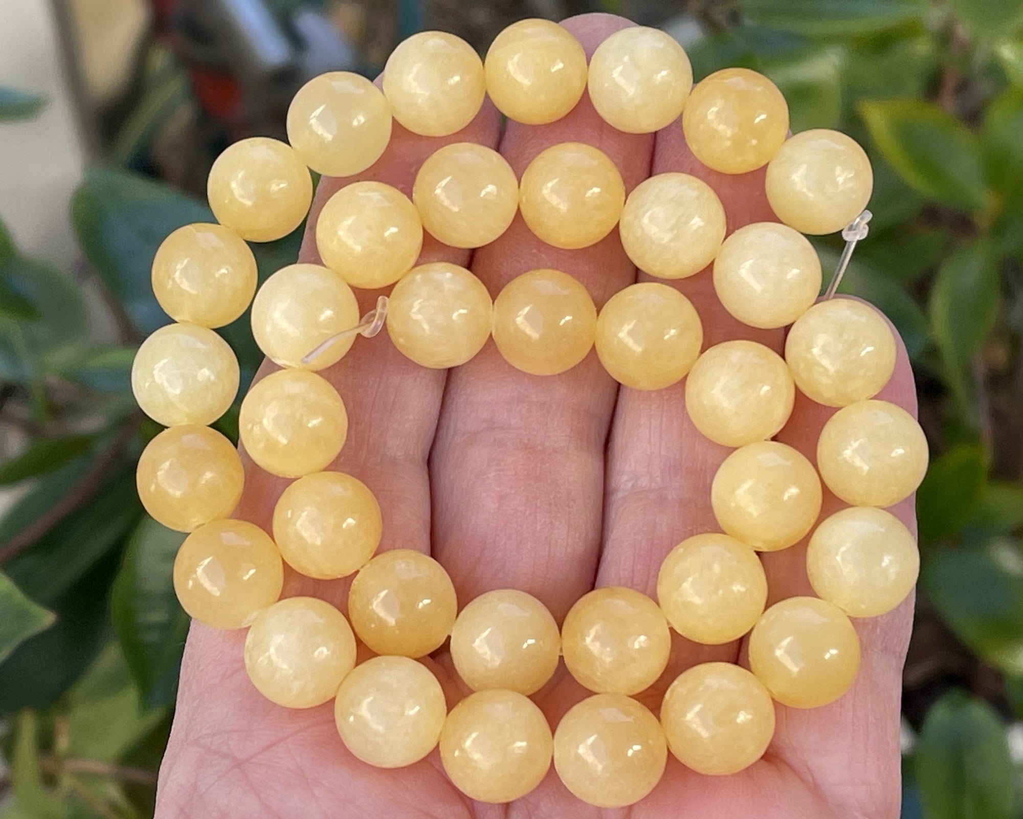 Yellow Jade 10mm round natural gemstone beads 15" strand