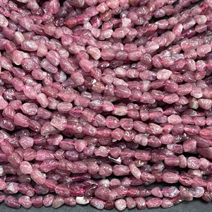 Pink Tourmaline 4-6mm tiny nuggets natural gemstone beads 15.5" strand - Oz Beads 