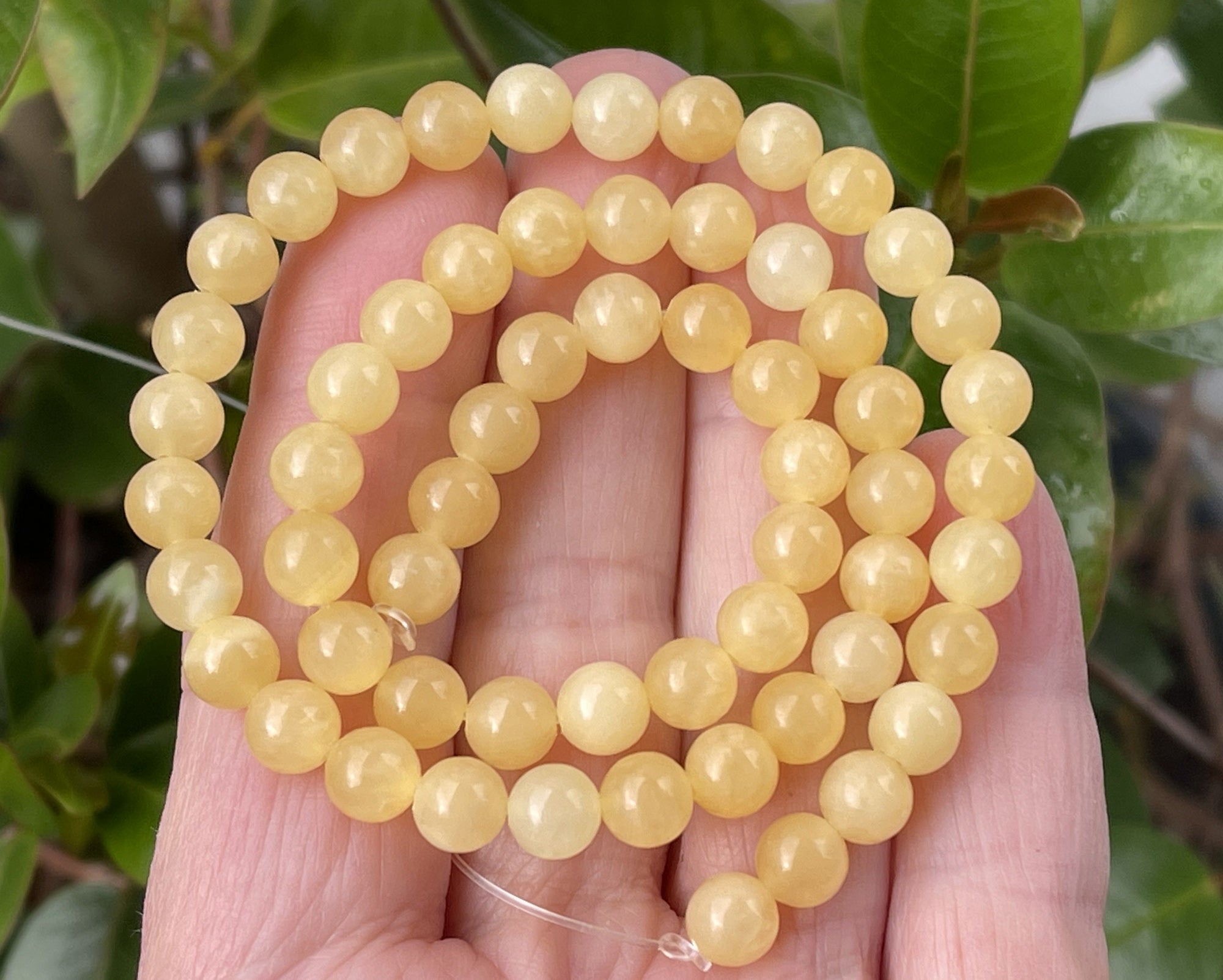 Yellow Jade 6mm round natural gemstone beads 15" strand