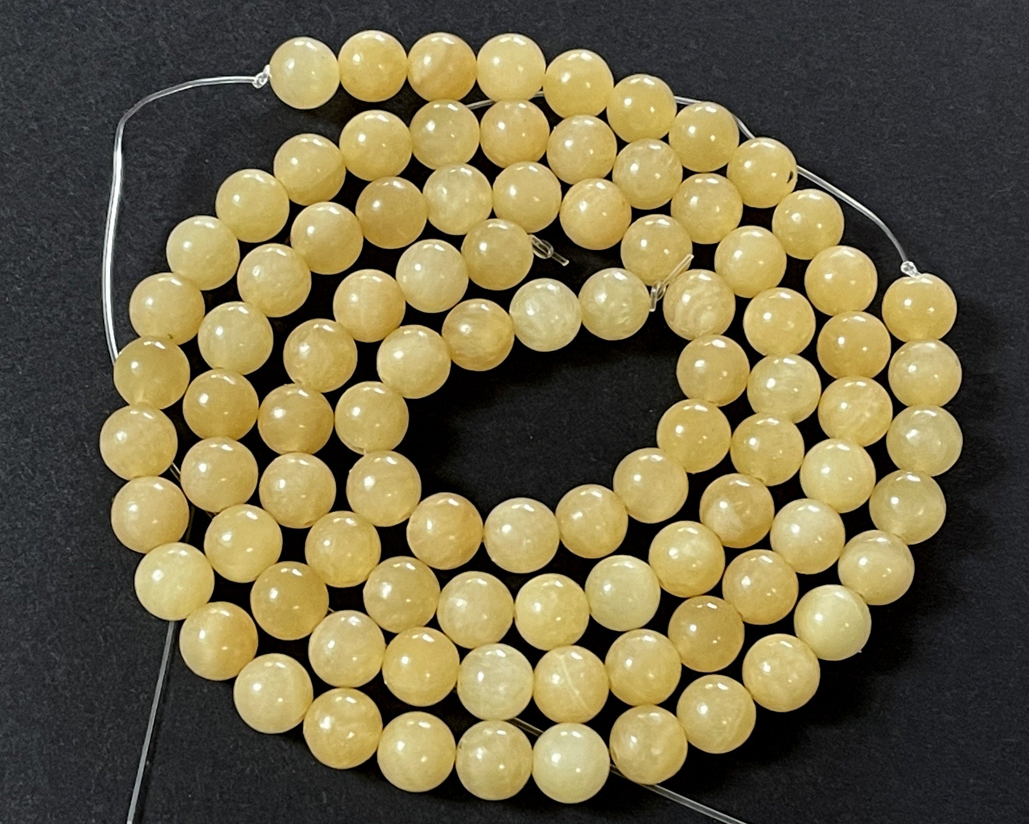 Yellow Jade 8mm round natural gemstone beads 15" strand - Oz Beads 