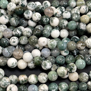 Tree Agate 8mm round natural gemstone beads 15" strand - Oz Beads 