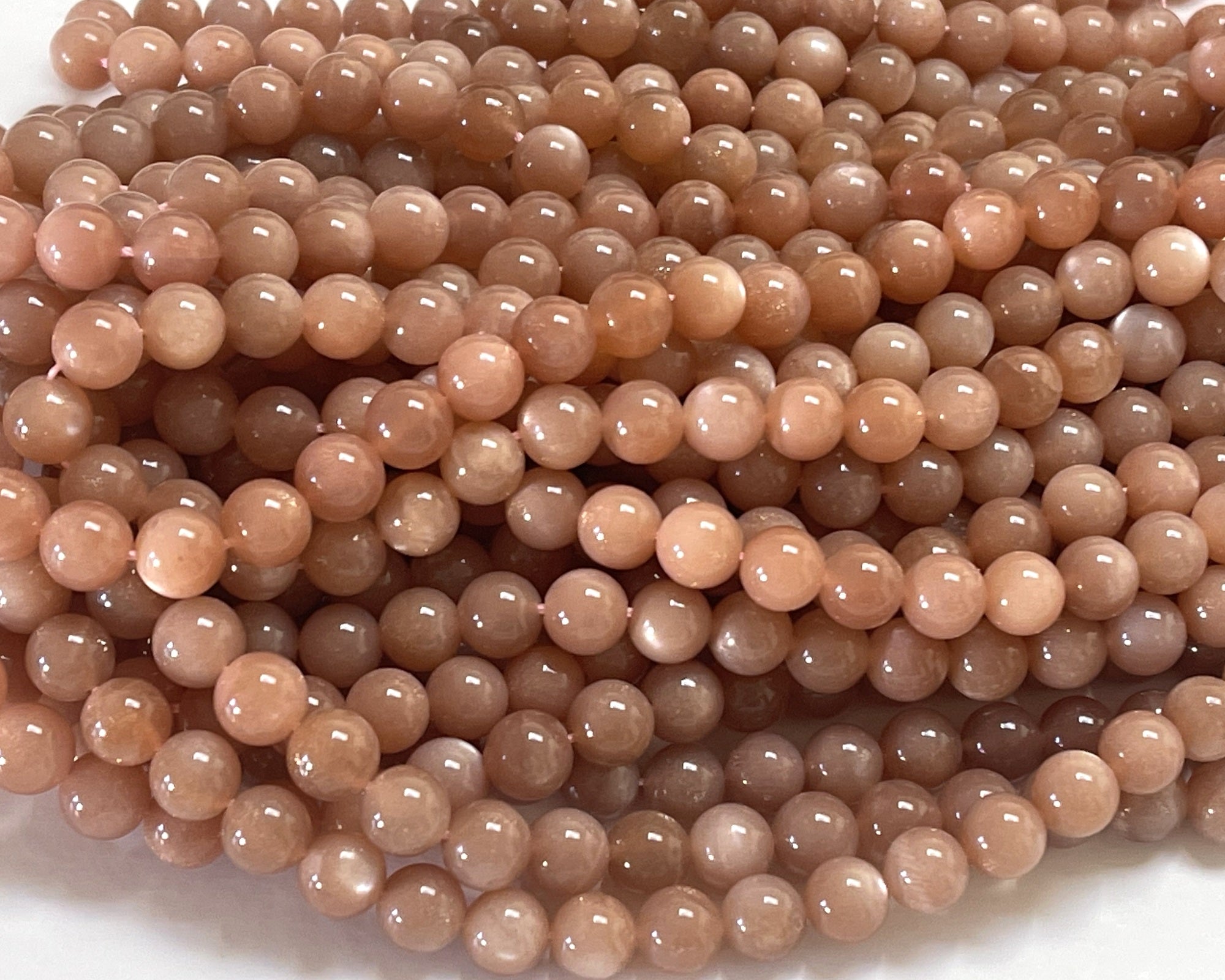 Orange Sunstone 8mm round natural gemstone beads 15.5" strand