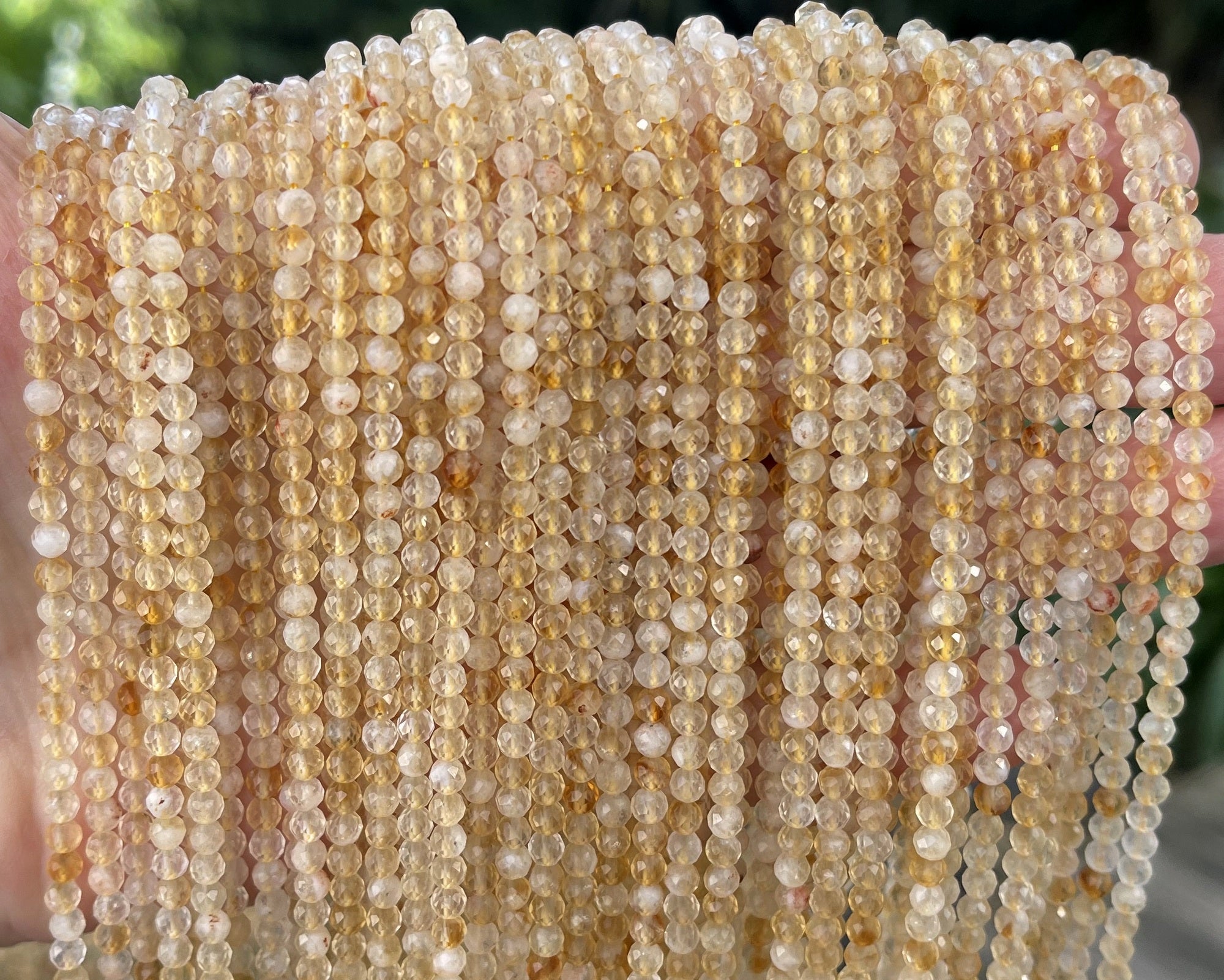 Citrine 3mm faceted round natural gemstone beads 15.5" strand