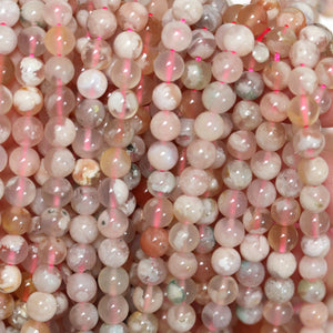 Madagascar Pink Sakura Agate 6mm round beads 15.5" strand - Oz Beads 