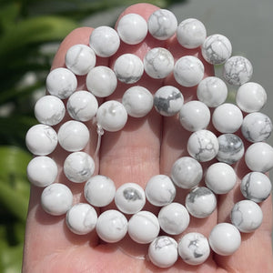White Howlite polished 8mm round natural gemstone beads 15" strand - Oz Beads 