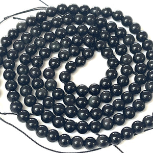 Black Rainbow Obsidian 6mm round natural gemstone beads 15.5" strand - Oz Beads 