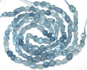 Aquamarine 6-9mm nuggets natural gemstone pebble beads 15.5" strand - Oz Beads 