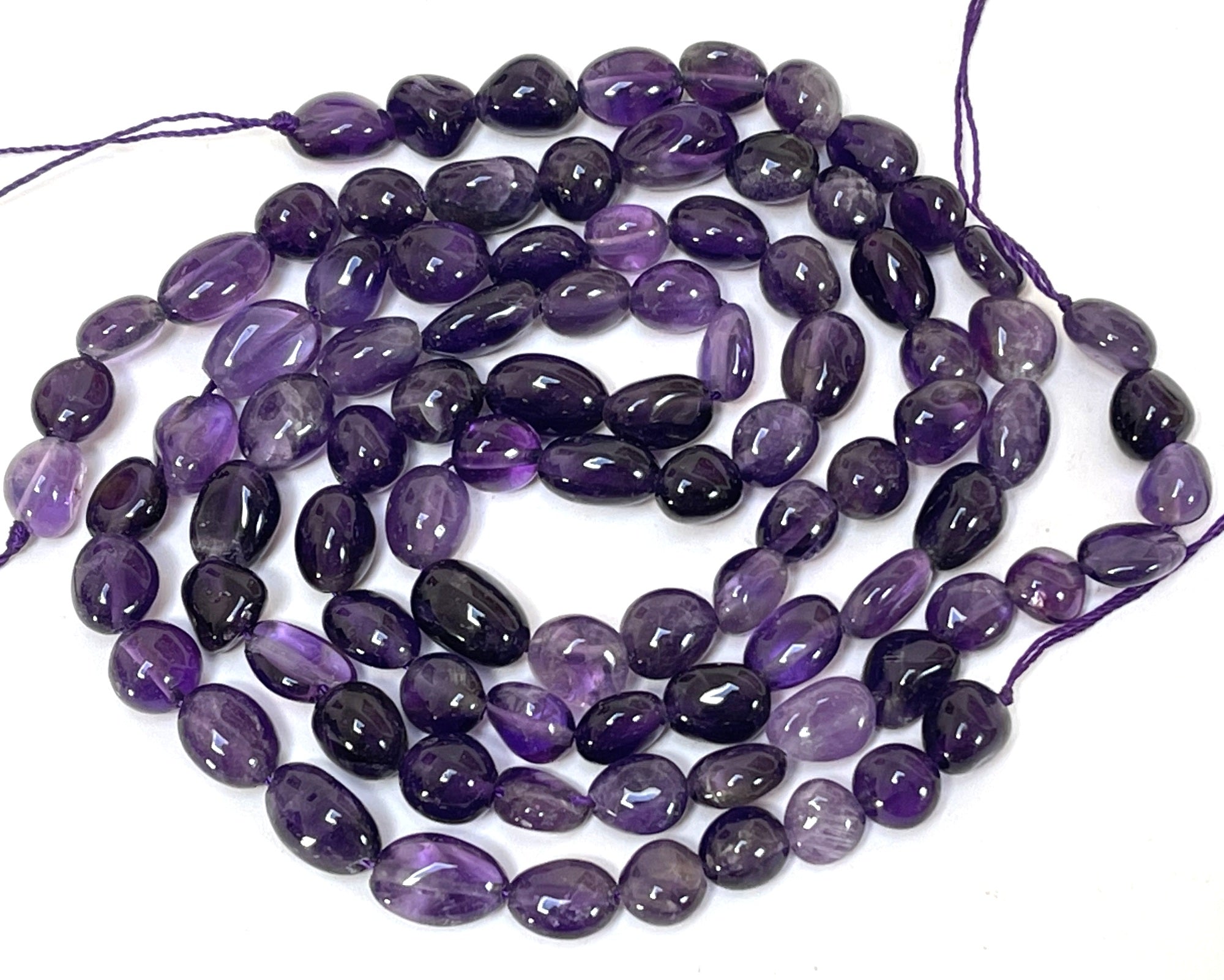 Amethyst 8-11mm nuggets natural gemstone pebble beads 16" strand