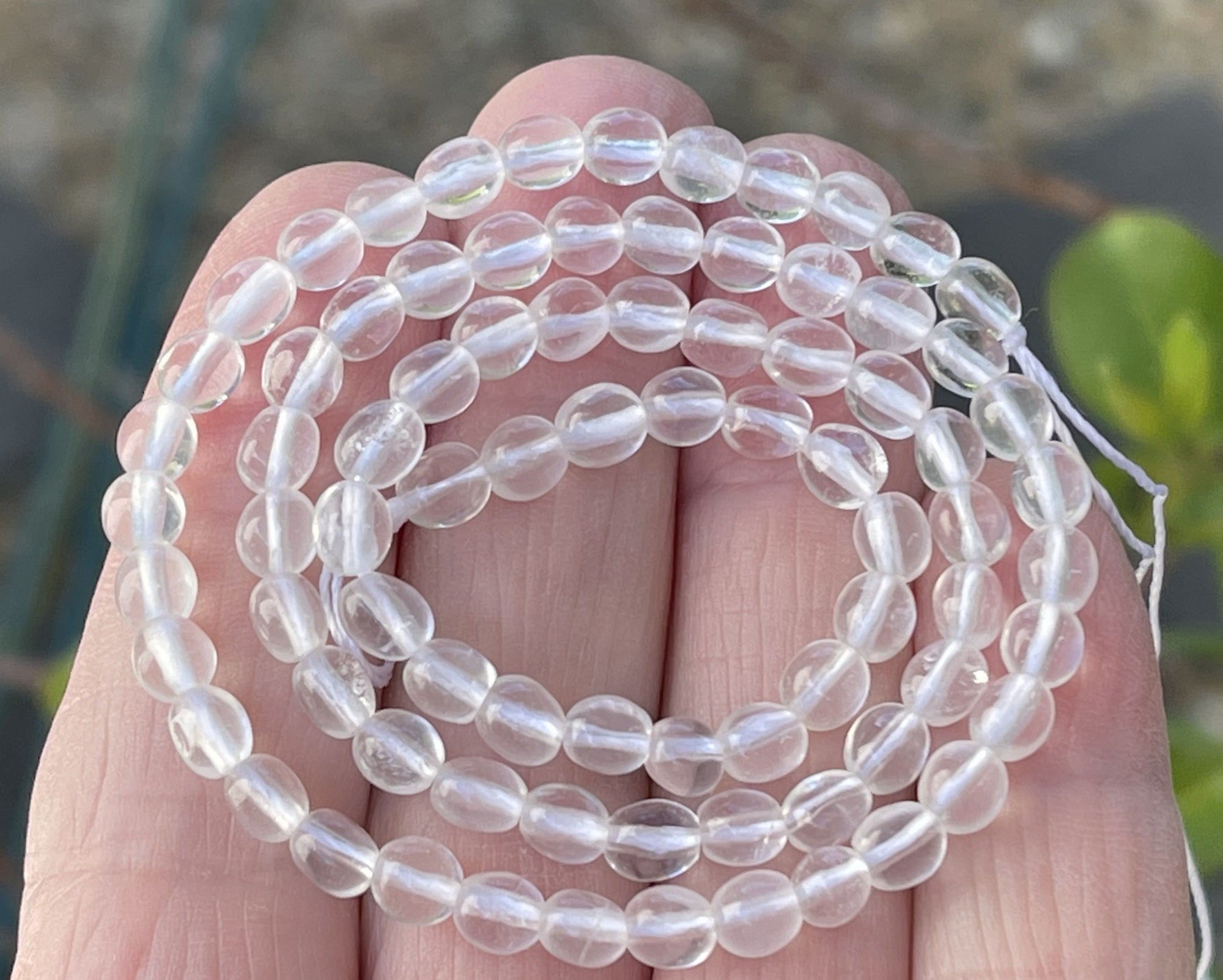 Clear Quartz 4-5mm tiny nuggets natural crystal pebble beads 15.5" strand