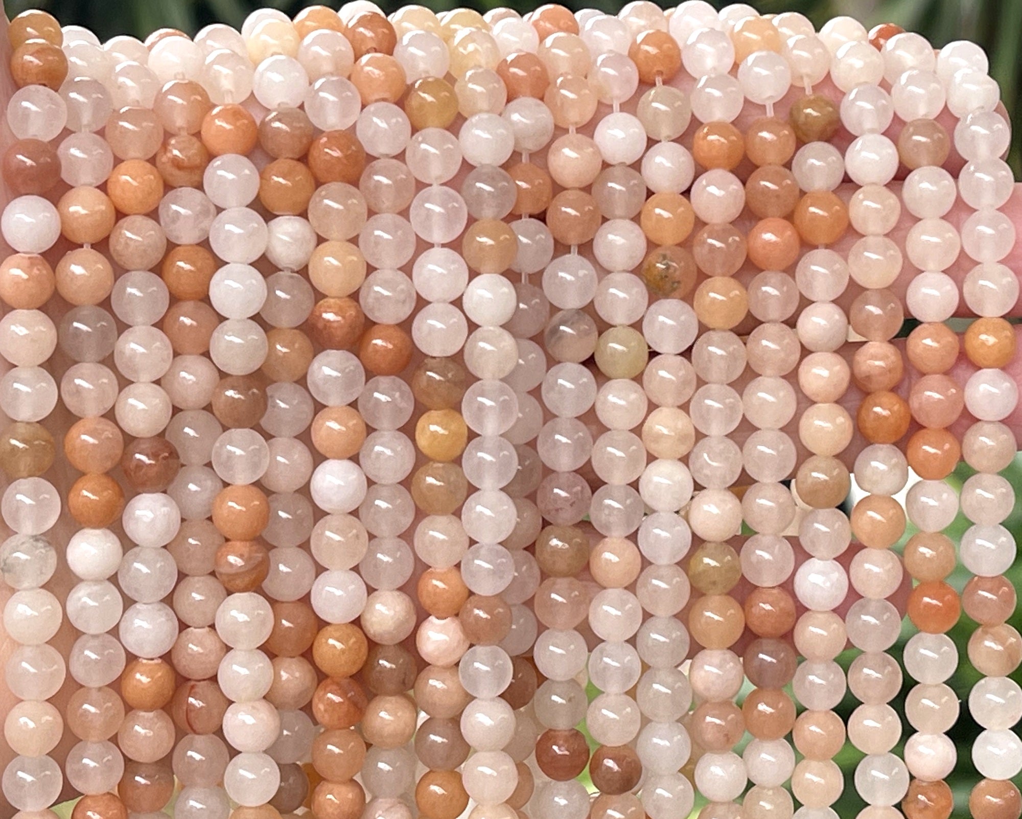 Peach Pink Aventurine 6mm round natural gemstone beads 15" strand