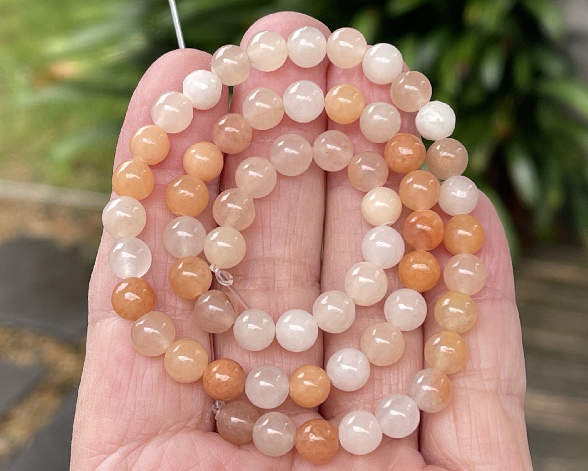 Peach Pink Aventurine 6mm round natural gemstone beads 15" strand