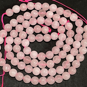 Rose Quartz matte 8mm round natural gemstone beads 15" strand - Oz Beads 