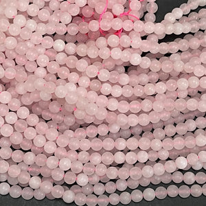 Rose Quartz matte 6mm round natural gemstone beads 15.5" strand - Oz Beads 