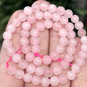 Rose Quartz matte 6mm round natural gemstone beads 15.5" strand - Oz Beads 