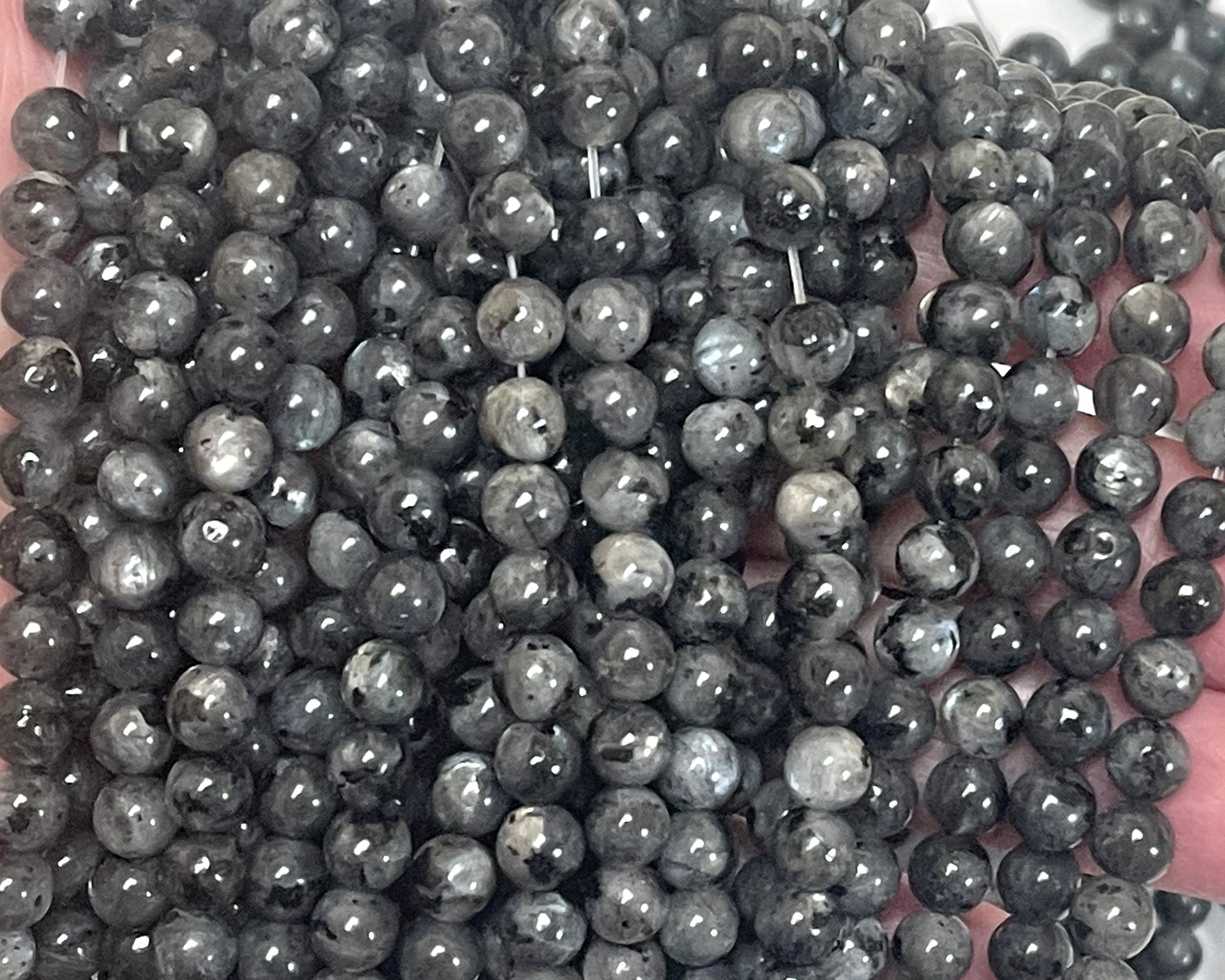 Black Labradorite Larvikite 6mm round natural gemstone beads 15" strand